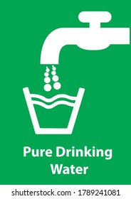 Pure drinking water signage for health safety environment. 