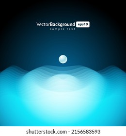 Pure drop sphere shape falling to rippled wave water pond wet clear liquid dark background template vector illustration. Clean aqua drip ecology environment abstract raindrop promo poster media banner