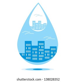  Pure drop water in the city. Vector. EPS-10 (non transparent elements,non gradient)