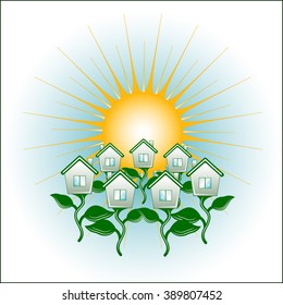 The pure earth in sun beams. Vector illustration.