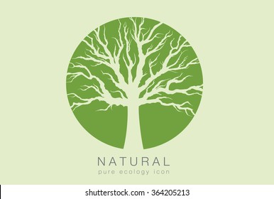 pure ecology icon with a dark background and a green tree