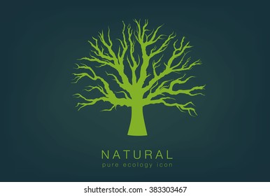 pure ecology icon with a dark background and a green tree