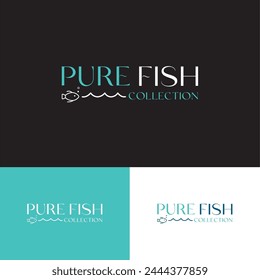 PURE FISH logo design. Adobe Illustrator new logo design for fish company.