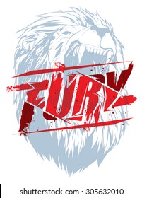 Pure fury illustration with lion head silhouette