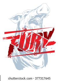 Pure fury illustration with pig head silhouette