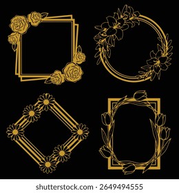 Pure Gold Floral Borders Decorative Collection Unblemished Premium Quality