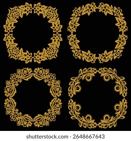 Pure Gold Floral Frames Premium Decorative Boundary Elements Set Clean Design