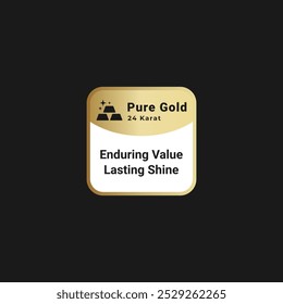 Logotipo de ouro puro ou vetor de etiqueta de ouro puro para o produto. Rótulo de ouro puro adequado para o elemento de design de embalagem do produto.