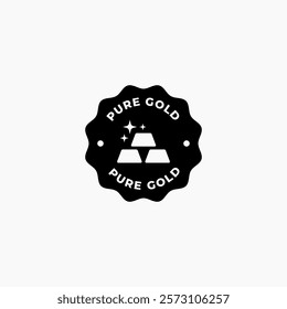 Pure gold stamp sign vector isolated. The black gold bar icon is suitable for jewelery symbol or precious metal icon on mobile apps, or gold jewelery related content.