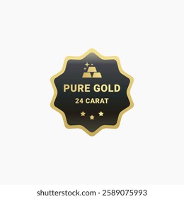 pure gold stamp vector isolated eps. Best 24 karat gold label for product packaging design element.