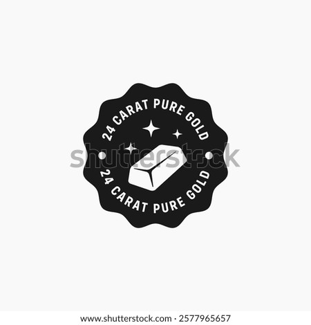 pure gold stamp vector isolated. Best 24 karat gold label for product packaging design element.