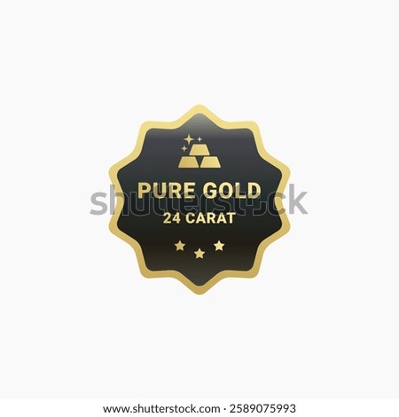 pure gold stamp vector isolated eps. Best 24 karat gold label for product packaging design element.