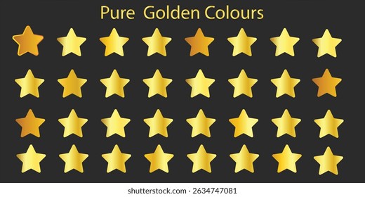 Pure Golden Gradient Bars Set – Luxury Metallic Gold Swatches on Black Background

