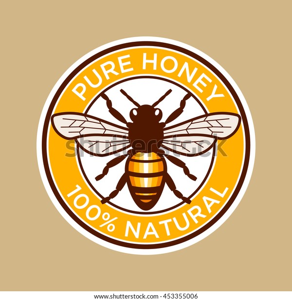 Pure Honey Bee Label Stock Vector (Royalty Free) 453355006