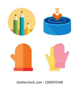 pure icon set. vector set about mittens, pencils, drop and mitten icons set.