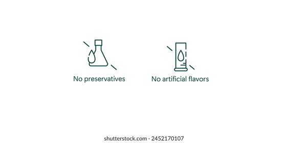 Pure Ingredients Icon: No Preservatives, No Artificial Flavors Vector Design