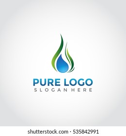Pure leaves logo design template icon. used in ecological, medical, chemical, food and oil design.