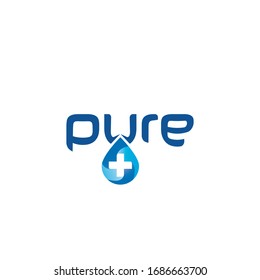 Pure Letter Health Drop/sanitizer Logo Design Template Vector Eps