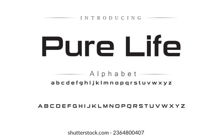 Pure Life Modern abstract digital alphabet font. Minimal technology typography, Creative urban sport fashion futuristic font and with numbers. vector illustration