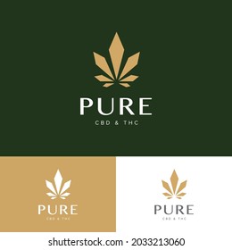 PURE logo can be used for businesses like CBD and THC Stores, Cannabis Dispensary and Pharmacy, Vapor Smoke and Tobacco Shops, CBD Oil Producers, 