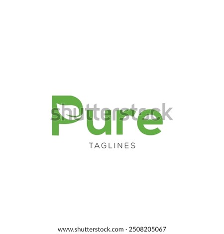pure logo and icon set. letter p combined leaf logo design template vector.