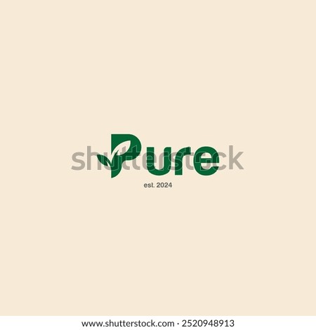 pure logo and icon set. letter p combined leaf logo design template vector