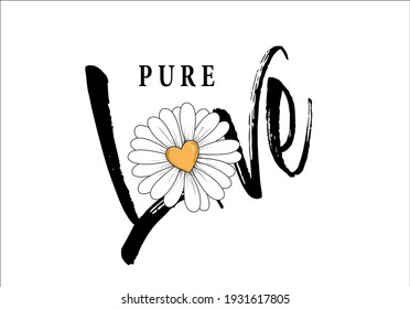 pure love design vector and daisy flower