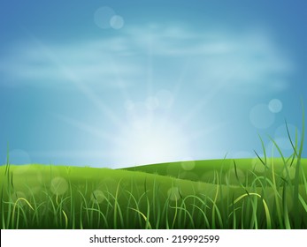 Pure natural background with grass and sky. EPS 10