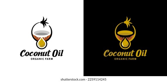 Pure natural coconut oil drop logo vector illustration design