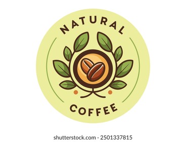 Pure Natural coffee logo design template design , editable vector file illustration coffee logo with leaves and coffee beans vector download