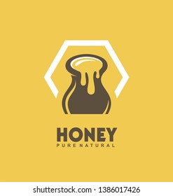 Pure natural honey vector logo design idea. 