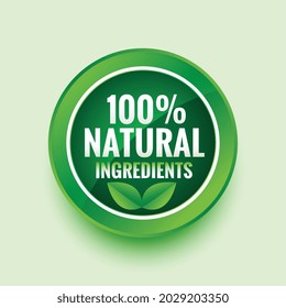 pure natural ingredients green label with leaves