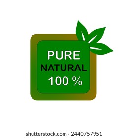 Pure Nature Green Sign with three leaves logo	