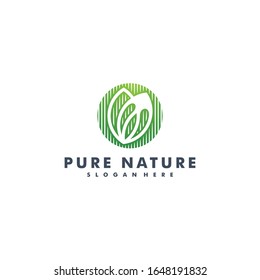 Pure nature leaf logo template, Natural icon vector 