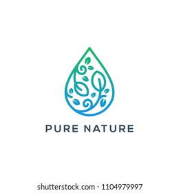 Pure nature  Logo Template  vector illustration line art