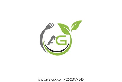 Pure nature and spoon logo and symbol design vector with alphabets for food company. healthy brand and business logo design vector