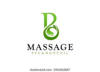 Pure organic medicine logo design for skin care and beauty, the initials letter B with water droplets symbolizes purity.