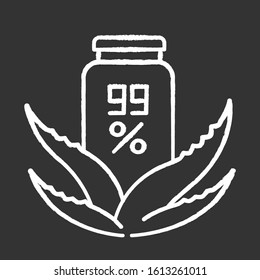 Pure organic wax chalk white icon on black background. Skincare with medicinal herbs. Natural cream in jar. Plant based lotion. Salve, ointment. Isolated vector chalkboard illustration