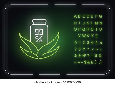 Pure organic wax neon light icon. Skincare with medicinal herbs. Salve, ointment. Outer glowing effect. Sign with alphabet, numbers and symbols. Vector isolated RGB color illustration