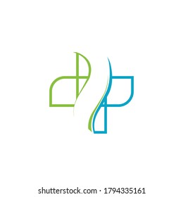 Ilustración de la farmacia pura diseño del logotipo vectorial cuidado de la salud y símbolos médicos.