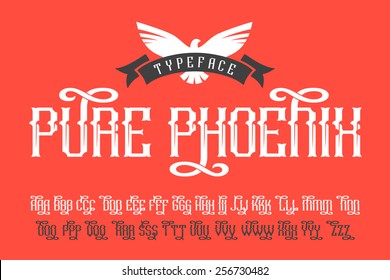 Pure Phoenix typeface with bird and ribbon badge