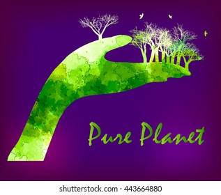 Pure Planet - creen vector   watercolor  blot 