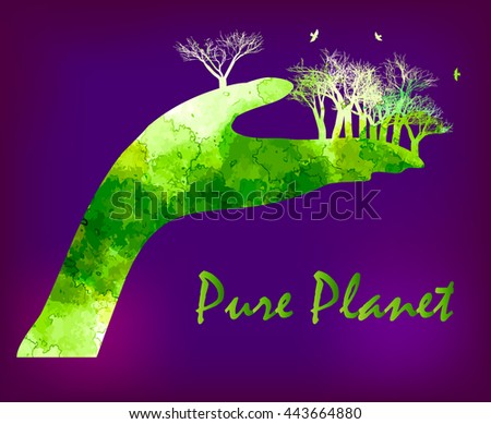 Pure Planet - creen vector   watercolor  blot 