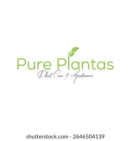 Pure Plantas logotipo design simboliza vida orgânica, pureza e sustentabilidade. Perfeito para marcas de plantas, produtos ecológicos, cuidados naturais e empresas de bem-estar.

