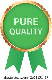 PURE QUALITY – green award banner with ribbons