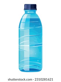 Agua potable pura y refrescante en el icono de botella de plástico aislado