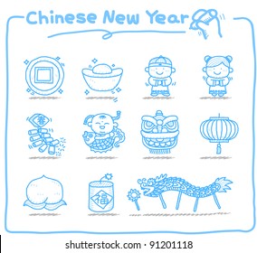 Pure series | hand drawn Chinese New Year Icons