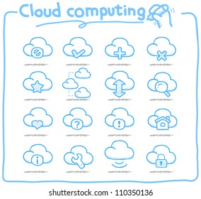 Pure Series | Hand drawn cloud computing  icon set