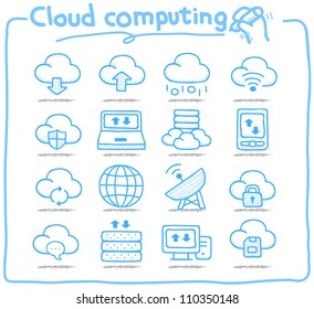 Pure Series | Hand drawn cloud computing  icon set