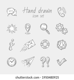 Pure Series Hand drawn Communication , Network icon set Internet icons collection. Engraving vector illustration. Pop art style